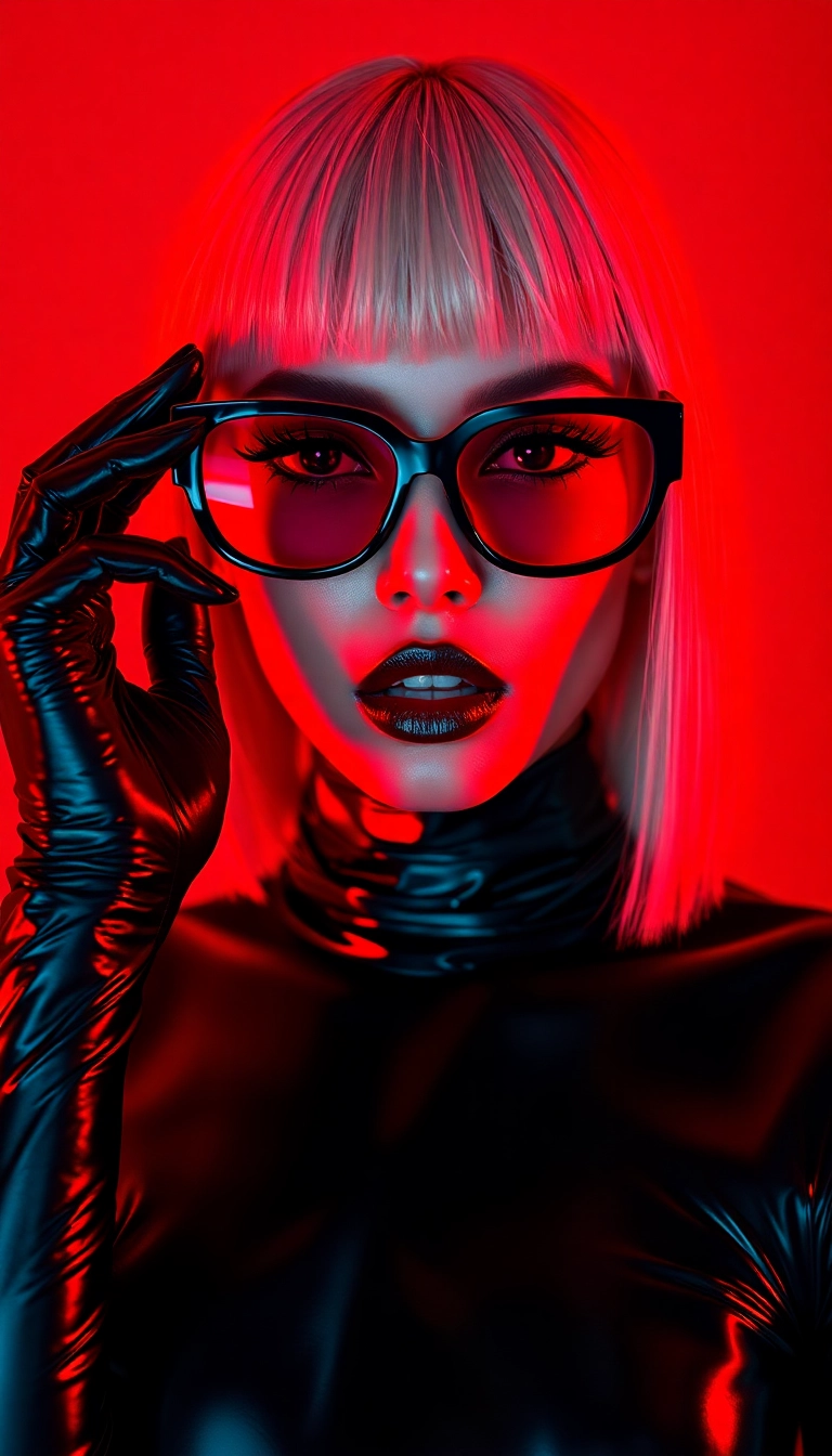 Best Exquisite Y2K Woman Fashion Model in Black and Red Phone Dynamic Wallpaper